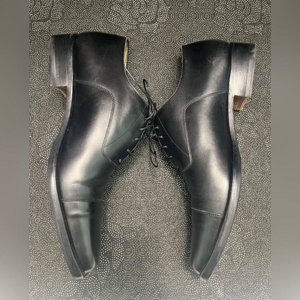 HERMES Classic Black Cap Toe Lace up Mens Leather Oxfords Size:EU 43 1/2/US 10.5 - Picture 5 of 16